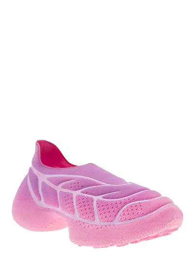 Shop Givenchy 'tk 360+' Pink Low-top Sneakers With Raised Graphic Grid And Contrasting Lines In Tech Mesh Woman