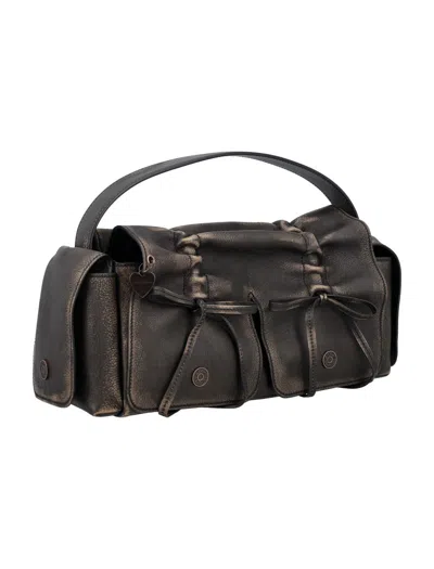 Acne Studios Multipocket Micro Bag In Dark Brown Beige