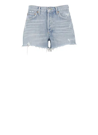 Agolde Ridley Vintage High Rise Shorts In Blue
