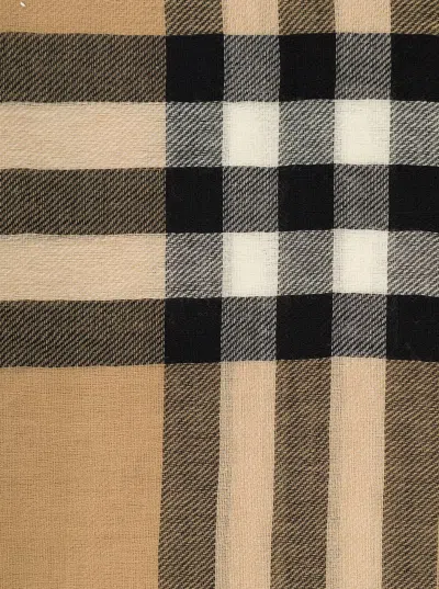 Shop Burberry Beige Scarf With Vintage Check Motif In Wool Man