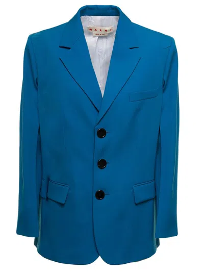 Marni Tailored Single-button Blazer Jacket In Blue