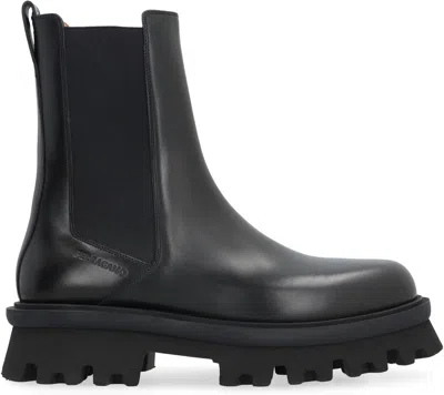 Ferragamo Chunky Sole Leather Chelsea Boots In Black