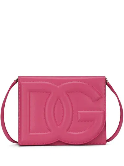 Dolce & Gabbana Dg Leather Flap Crossbody Bag In Purple
