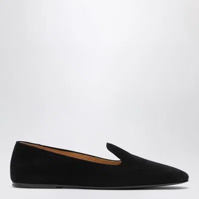 The Row Tippi Black Suede Loafers In Black