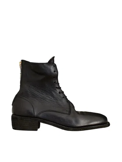 Guidi Stivale Allacciato In Pelle Con Zip In Black