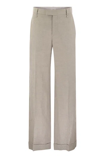 BRUNELLO CUCINELLI WOMEN'S FLARED LOOSE-FITTING TROUSERS 
