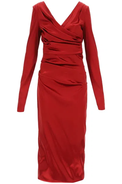Dolce & Gabbana Woman Midi Dress Red Size 6 Acetate, Polyamide, Elastane In Red