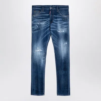 Dsquared2 Distressed Washed-out Slim Jeans In Blue