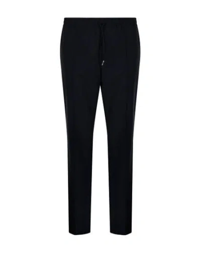 Valentino Regular Fit Black Jogging Pants In Wool-mohair Blend In Black