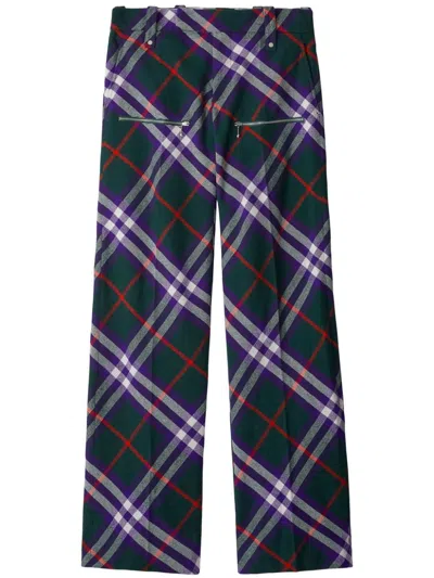 Burberry Plaid-check Straight-leg Trousers In Vine