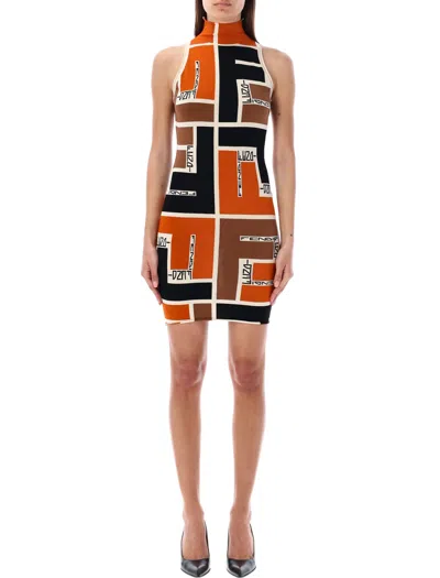 Shop Fendi Women's Mini Dress Look 28 | Size 40 | 24pfzdc42arv2 Color F1nzq In Multi