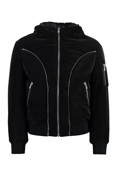 Versace Men's Hooded Nylon Jacket In Black