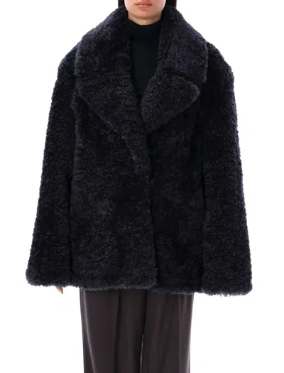 Stella Mccartney Navy Short Faux-shearling Jacket In Navy