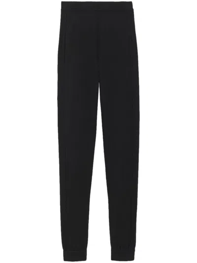 Saint Laurent Black High-waisted Leggings With Pockets In Cashmere Woman In Black