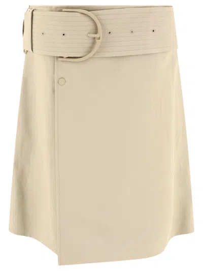 Burberry A-line Belted High-waisted Skirt In Beige