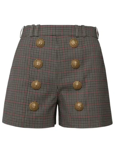 Balmain Women's Hw 8 Btn Prince Of Wales Pleated Sh Pant In Efz