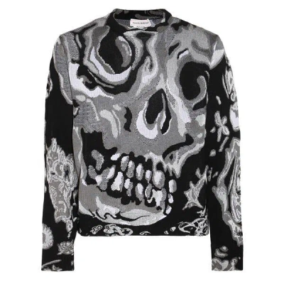 Alexander Mcqueen Abstract Pattern-jacquard Jumper In Blacksilvr