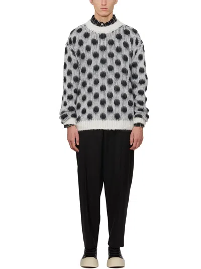 Marni Polka Dot Crewneck Sweater In White