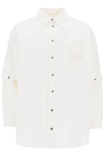 Off-white Off White Embroidered Overshirt In Rawwhite