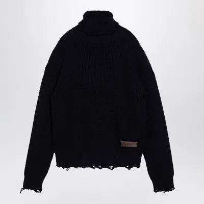 Dsquared2 Navy Blue Turtleneck Sweater In Wool In Blue