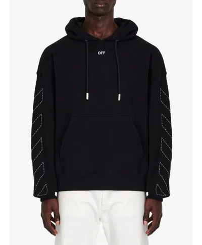 Off-white Hooded Sweater Kangaroo Pocket In Black
