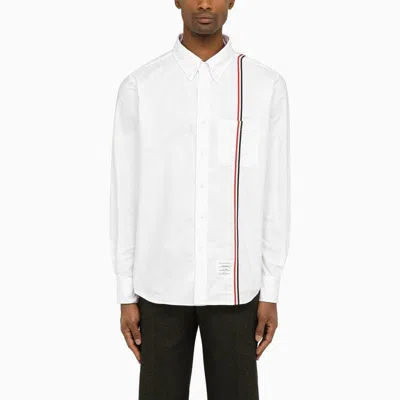 Thom Browne Long-sleeved Poplin Shirt With Signature Stripes In White