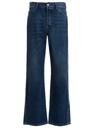 Alexander Mcqueen Loose Blue Cotton Jeans In Blue