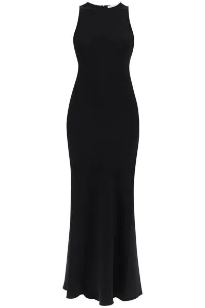 Ami Alexandre Mattiussi Ami Paris Maxi Crepe Dress With Bias Cuts In Black