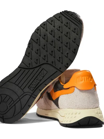 Autry White And Orange Suede And Nylon Reelwind Low Sneakers In White