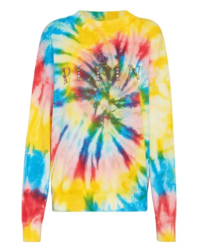 Philipp Plein Tie-dye Print Cotton-blend Sweatshirt In Multi