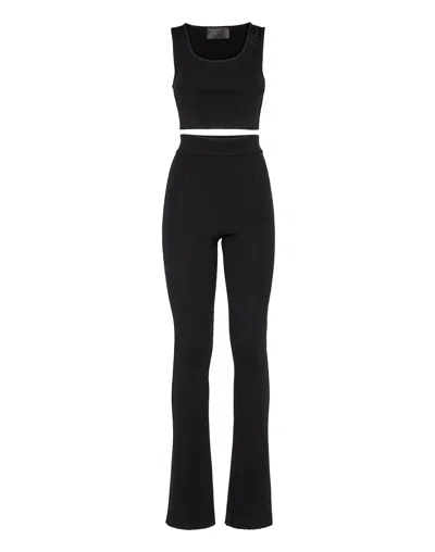 Philipp Plein Merino Extrafine Leisurewear Top/trousers Signature In Black