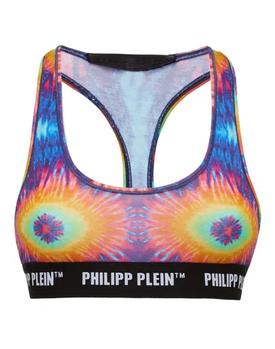 Philipp Plein Tie-dye Logo-undebrand Bra In Multi