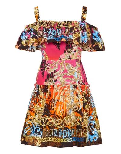 Philipp Plein Palms Mini Dress In Multi