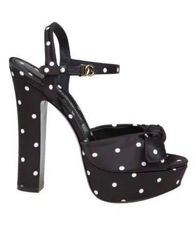 Shop Dolce & Gabbana Keira Platform Sandal In Satin In Pois