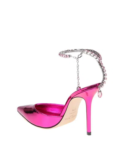 Shop Jimmy Choo Decolletè In Metallic Leather In Fucsia