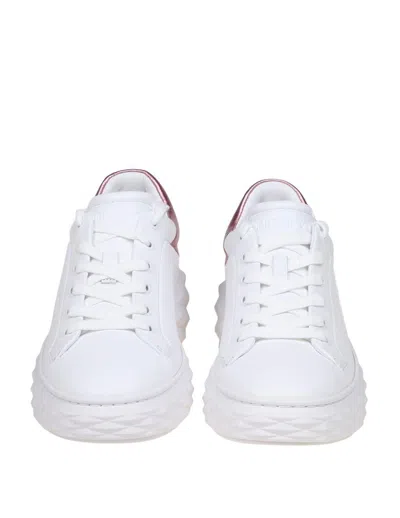 Shop Jimmy Choo Leather Sneakers In White/pink