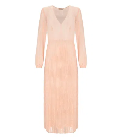 Twinset Pink Lace Long Dress In Pink