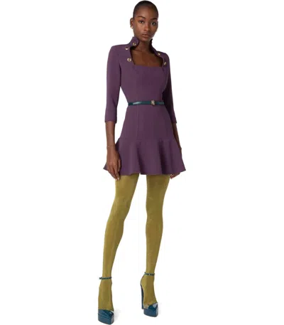 Elisabetta Franchi Purple Dress With Buttons In Violet