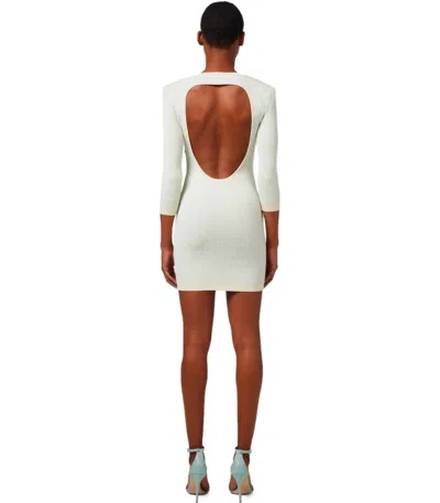 Elisabetta Franchi Butter Acqua Monogram Knitted Dress In Green