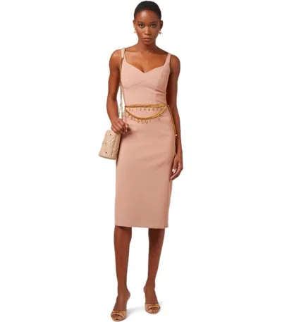 Shop Elisabetta Franchi Nude Sheath Dress In Pink