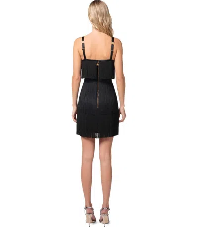 Elisabetta Franchi Fringed Dress With Adjustable Straps And Bow Accents In Black