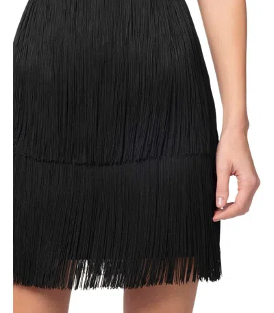Elisabetta Franchi Fringed Dress With Adjustable Straps And Bow Accents In Black