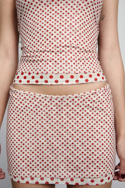 Pf24 Mesh Mini Tee In White Polka Dot