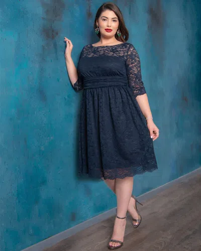 Kiyonna Luna Lace Dress In Blue