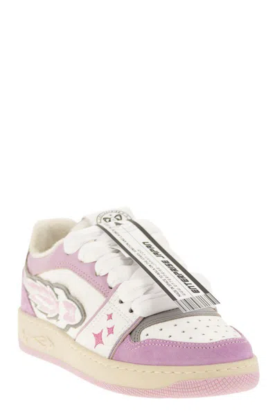 Shop Enterprise Japan Ej Egg Rocket - Leather Trainers With Logo In White/pink