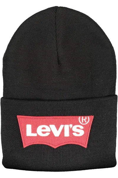 Levi's Blue Acrylic Men Cap In Black