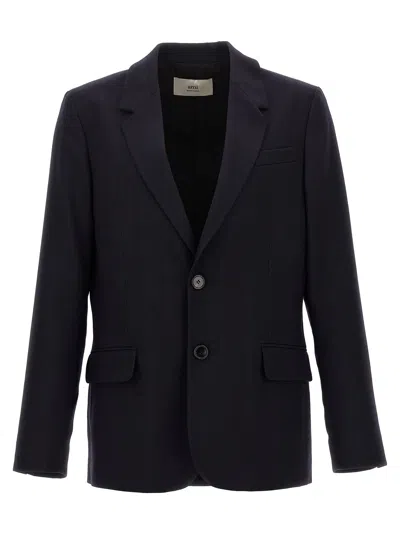 Shop Ami Alexandre Mattiussi Single-breasted Wool Blazer Blue