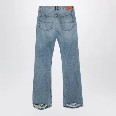 Balenciaga Light Jeans With Distressed Hem In Blue