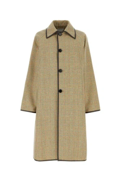 Bottega Veneta Coat With Distorted Prince Of Wales Motif In Multicolor
