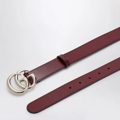 Gucci Gg Marmont Rosso Ancora Leather Belt In Red